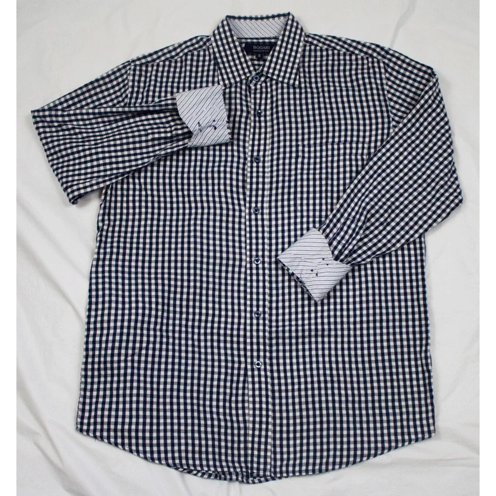 Bogari Men's Long Sleeve Button Front Flip Cuff Shirt Size Small‎